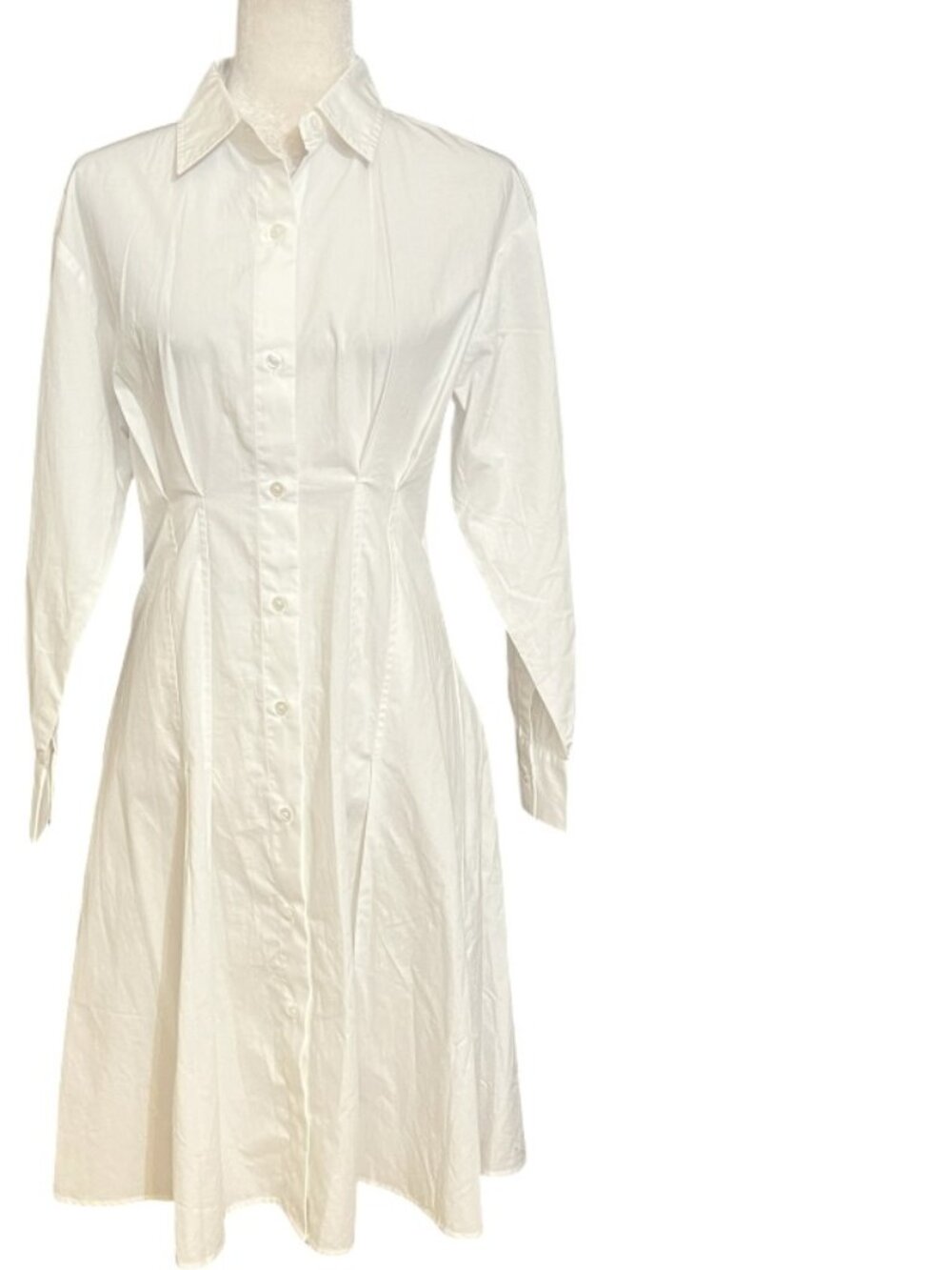 NWT Banana Republic White Cotton Shirt Dress Womens Size 6 Button Front Midi - Picture 2 of 11